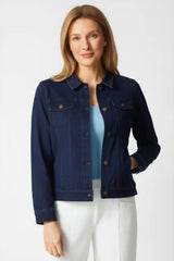 Habitat Stonewash Stretch Knit Jacket in denim, showcasing a casual fit with a front zipper and long sleeves.