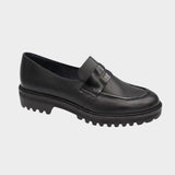 Eric Michael Captiva women's black leather loafers with sleek design and comfortable slip-on style.