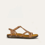 Naot Dorith flat sandal in latte brown with elegant strap design, featuring comfortable footbed and stylish leather material.