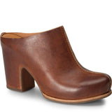 Brown leather Kork Ease Sagano mule with a sleek, minimalist design and slip-on style, perfect for casual or chic outfits.