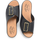 Kork Ease York sandal featuring tan leather straps and a chunky cork heel, stylish open-toe design for casual wear.