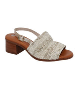 Eric Michael Rafa sandal in icy blue leather with ankle strap and open toe, displayed on a neutral background.