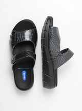 Black Wolky Cyprus 4104 fully adjustable open-back sandal with cushioned straps and supportive sole, perfect for casual wear.