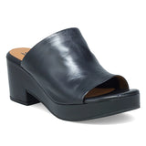 Black Miz Mooz Gwen retro platform mule sandal for women, featuring a stylish open-toe design and chunky heel.