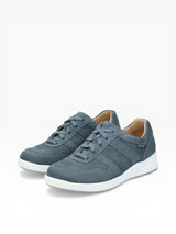 Blue Mephisto Rebeca ventilated summer walking shoe with breathable design and cushioned sole for comfortable walking.