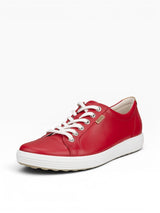 red leather sneaker with white laces