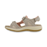 Beige sandal with brown sole on a white background