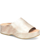 Gold Kork Ease Yazmin sandal for women featuring a strappy design and comfortable wedge heel.