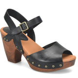 Black Kork Ease Gwen Pep Toe Slide Sandal with open heel, stylish and comfortable footwear for warm weather.