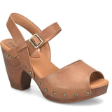 Kork Ease Gwen Pep Toe Slide Sandal showing open heel and black leather straps on a white background.