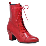 Red Miz Mooz Flicka Retro Boot for women featuring a sleek design and stylish ankle height.