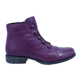 Purple Miz Mooz Louise women's tailored button detail ankle boots with sleek design and stylish accents.