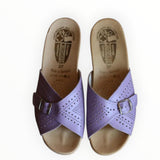 Worishofer 251 wedge sandal in lilac color, featuring open-toe design and cushioned sole for comfortable summer wear.