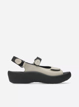 Wolky Jewel 3204 adjustable platform sandal with linen straps and cushioned footbed, stylish and comfortable for summer wear.
