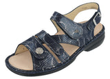 Finn Comfort Gomera women's marine sandal with adjustable straps and cushioned footbed, perfect for summer wear.