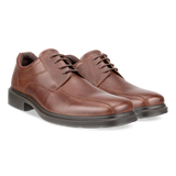 Pair of brown leather dress shoes on a white background
