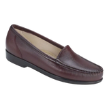 Oxblood leather loafer shoe on a white background