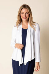 White Habitat Waterfall Jacket, stylish and lightweight apparel with a waterfall front design, perfect for casual wear.