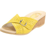 Yellow Worishofer 251 wedge sandal with open toe design and ankle strap, stylish and comfortable footwear for warm weather.
