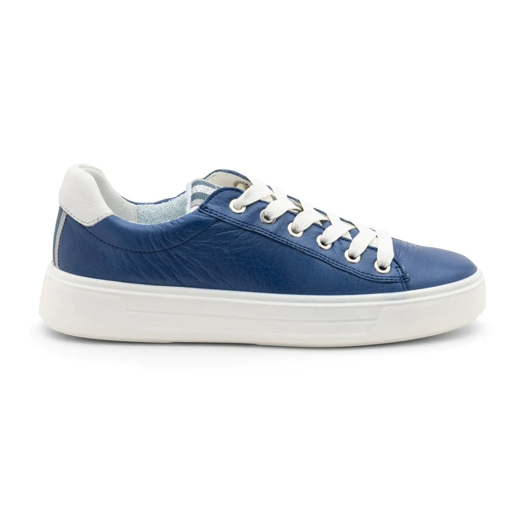 Blue leatherette lace up sneaker cheap