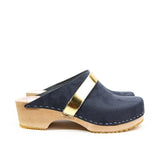 Lili & Lala Malmo open back women's clog featuring a wooden sole and leather upper, stylish and comfortable footwear.