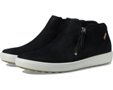 Black high-top sneakers with a zipper on a white background