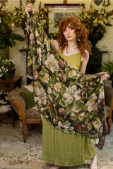 Market of Stars bamboo scarf featuring a soft, lightweight fabric with a starry pattern, styled as fashionable apparel accessory.