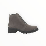 Gray ankle boot on a white background