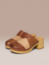 Kork Ease Tay Patchwork Mule Shoe, casual sandal with colorful patchwork design and open back, stylish slip-on footwear.