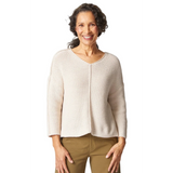 Habitat Fireside Cafe pullover in dove color, cozy knit sweater with a relaxed fit, displayed on a hanger.