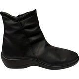 Arcopedico Paluma vegan leather women's boot showing sleek black ankle boot design with rounded toe and low heel.
