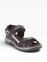 Black sandal with gray accents on a white background