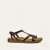Naot Dorith 4710 Bordeaux flat sandal with elegant straps and cushioned footbed, showcasing a stylish design and comfortable fit.