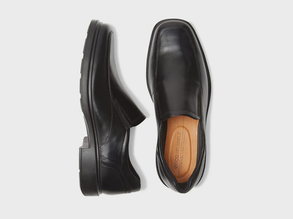 ecco helsinki 2 men's leather slip-on dress shoe Ecco Helsinki 2.0 Apron Toe Slip-On Men's Black / 48