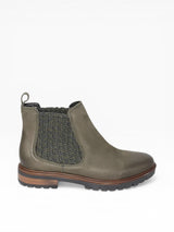 Eric Michael Miranda women's Chelsea boot with black leather upper and classic elastic side panels.