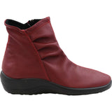 Arcopedico Gal L19 vegan leather women's boot featuring a sleek design with a rounded toe and ankle height in cherry synthetic material.