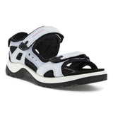 Light blue and white sandal on a white background