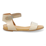 Cream Miz Mooz Alanis women's sandal featuring open toe design and ankle strap on a neutral background.