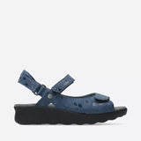 Blue Wolky Pichu 1890 adjustable strap wedge sandal with cushioned footbed and open toe design.