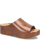 Kork Ease Yazmin women's brown sandal with ankle strap and block heel, showcasing stylish leather design and comfortable fit.