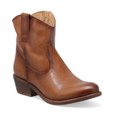 Miz Mooz Carlitos Western Boot for women in a rich brown leather with classic Western design and decorative stitching.