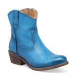 Miz Mooz Carlitos women's Western boot in indigo leather, featuring classic stitching and a pointed toe.