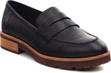 Kork Ease Carlisle women's penny loafer in brown leather, featuring classic slip-on design and stylish stitching details.