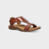 Brown sandal on a light gray background