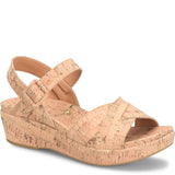 Kork Ease Myrna sandal with cork sole and tan leather straps, stylish open-toe design for casual and summer wear