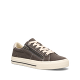 Brown casual shoe with white laces on a white background
