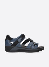 Wolky Desh 01055 closed back adjustable denim sandal with cushioned sole and supportive straps, perfect for casual wear.
