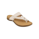 Beige sandal with a white strap on a white background