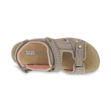 Beige sandal with 'SAS' logo on a white background