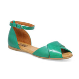 Miz Mooz Kendria women's emerald green sandal with ankle strap and open toe, stylish footwear for warm weather.